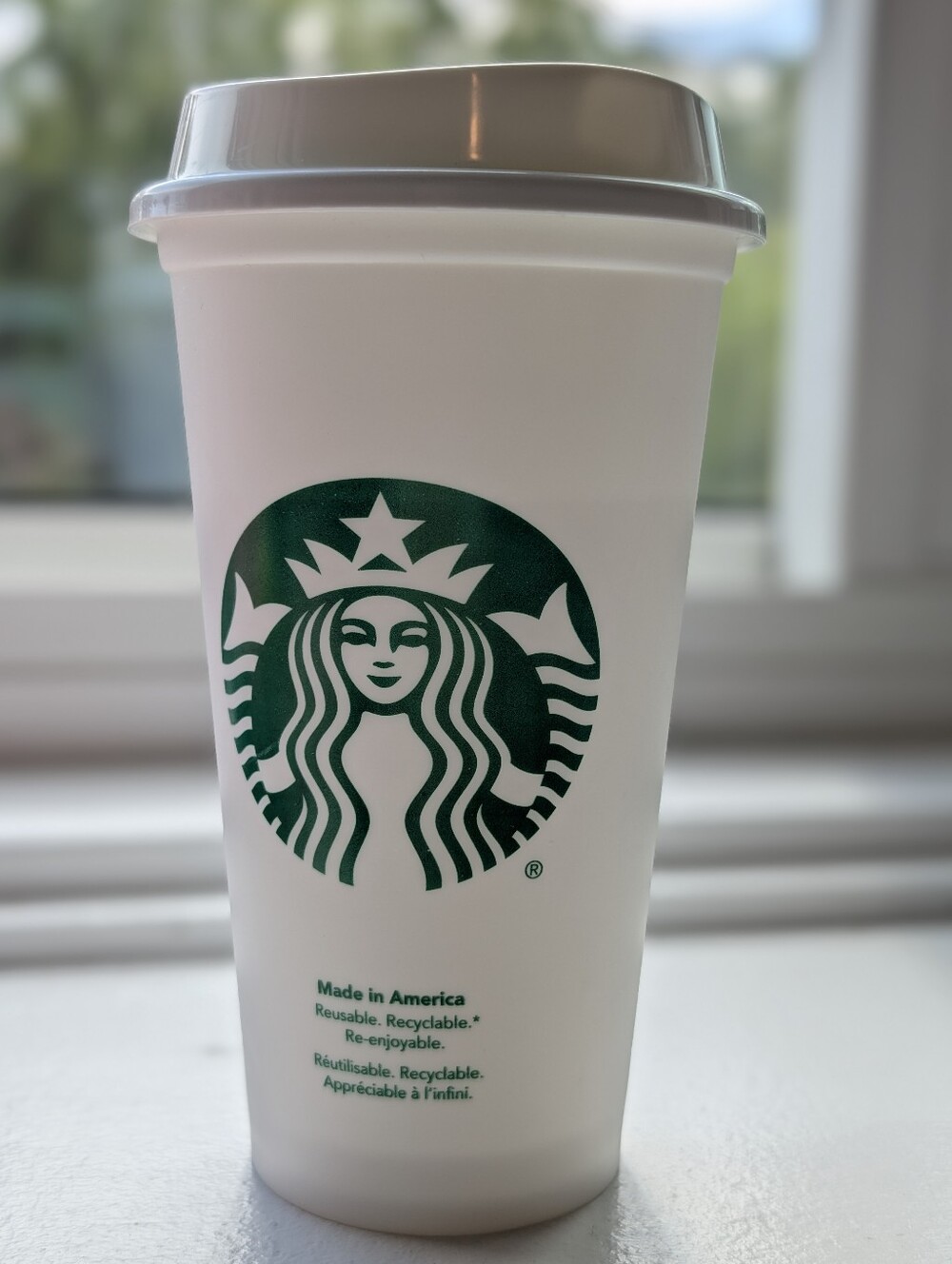 Starbucks White Cup with Green Siren Logo Reusable Tumbler